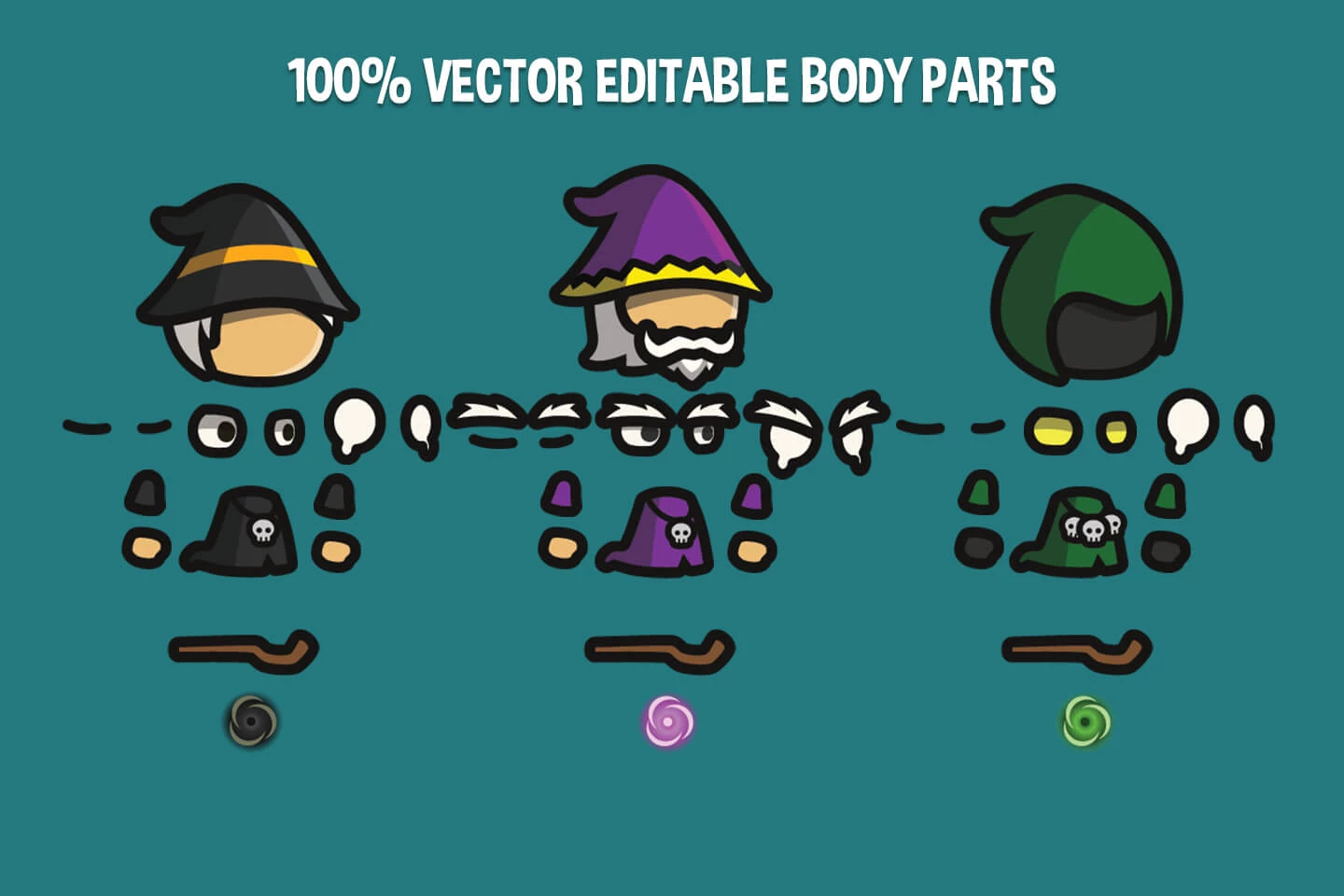 Wizard Tiny Style 2D Character Sprites