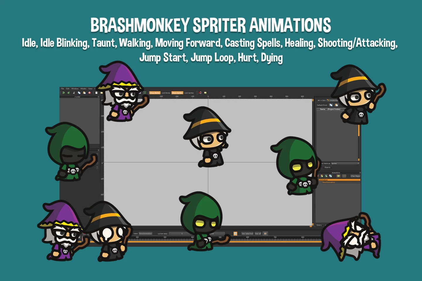 Wizard Tiny Style 2D Character Sprites