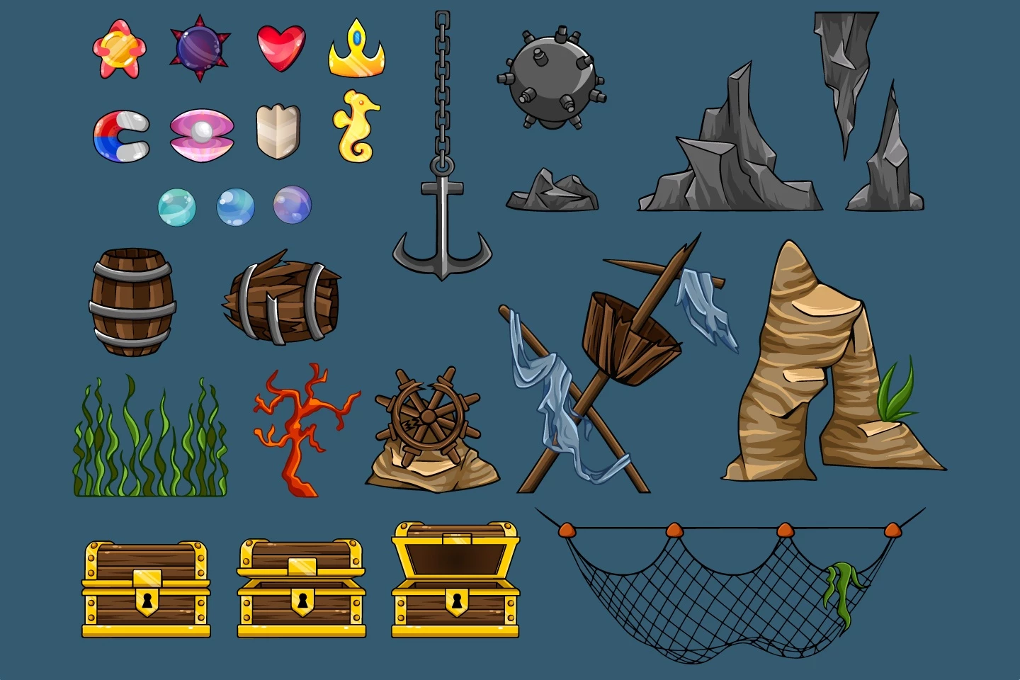 Underwater World 2D Game Objects