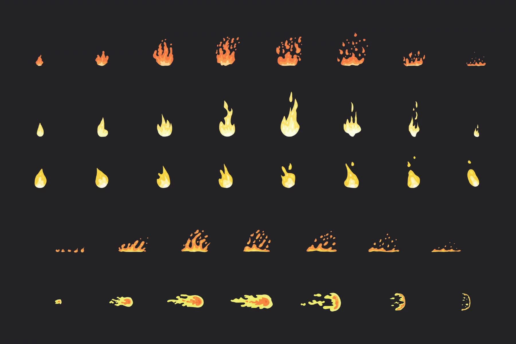 Cartoon Fire Flame Animation Sprite Set