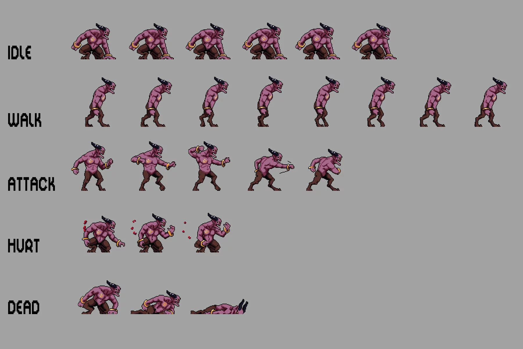 Demon Sprite Sheet Pixel Art Pack