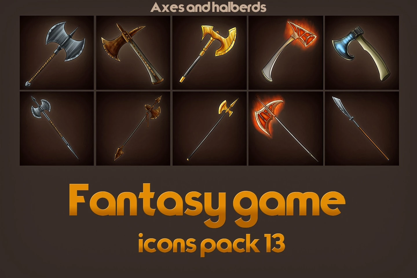 Game Icons of Fantasy Axes and Halberds Pack 13