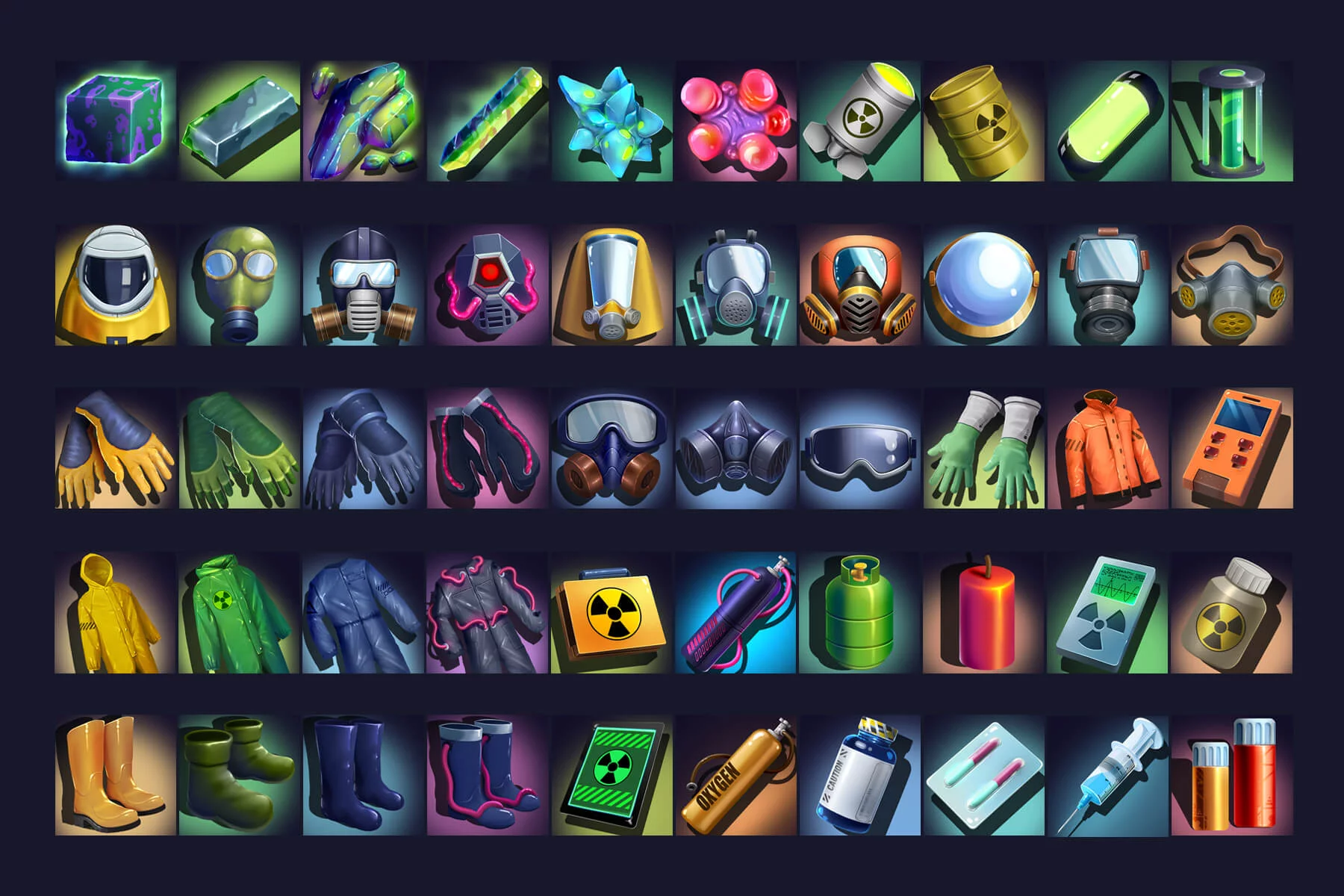 Cyberpunk Radiation Game Icons