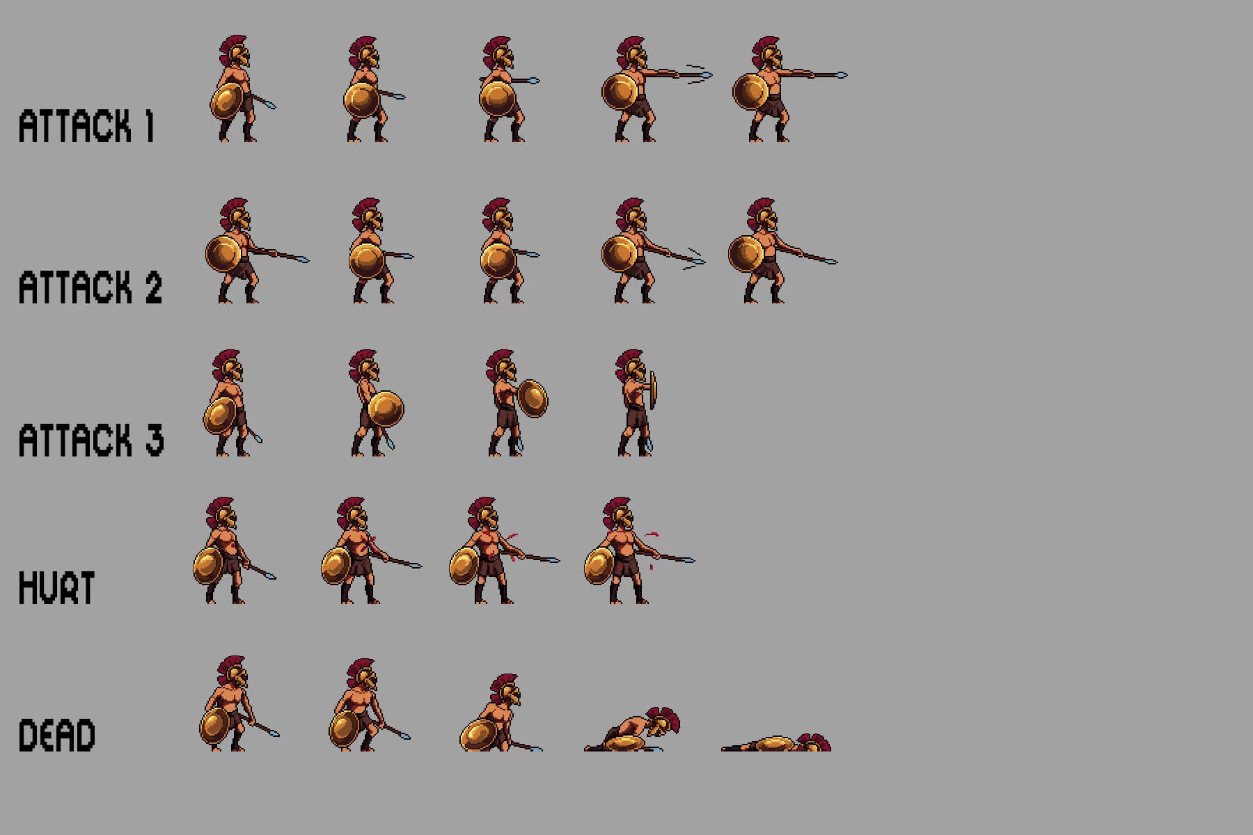Gladiator Sprite Sheets Pixel Art Set