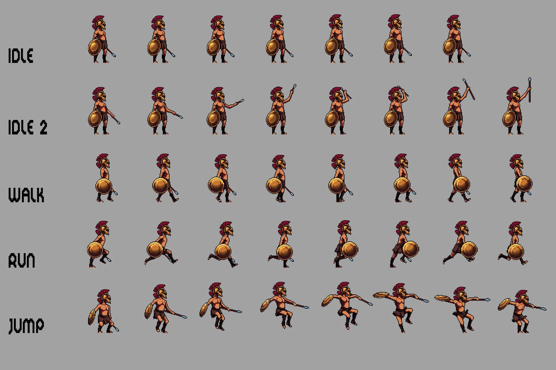 Gladiator Sprite Sheets Pixel Art Set