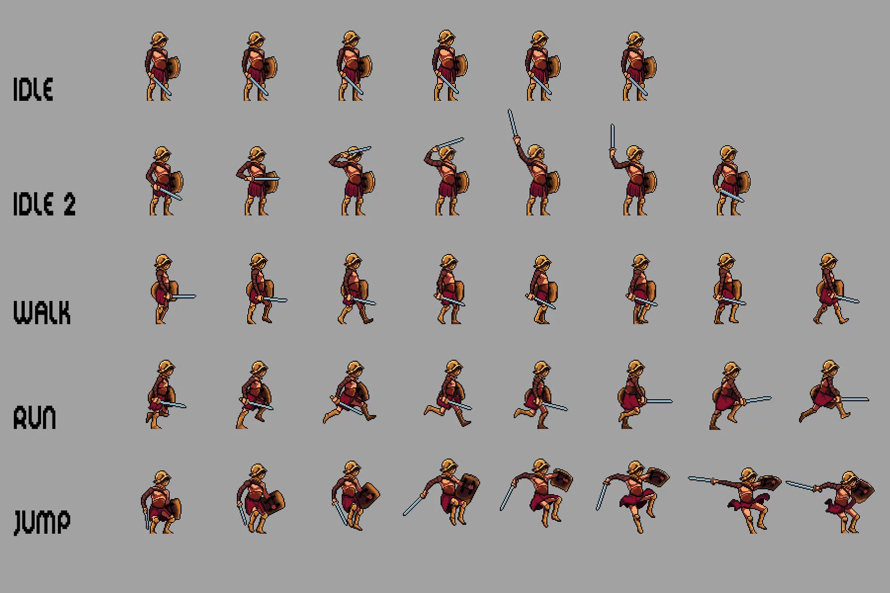 Gladiator Sprite Sheets Pixel Art Set