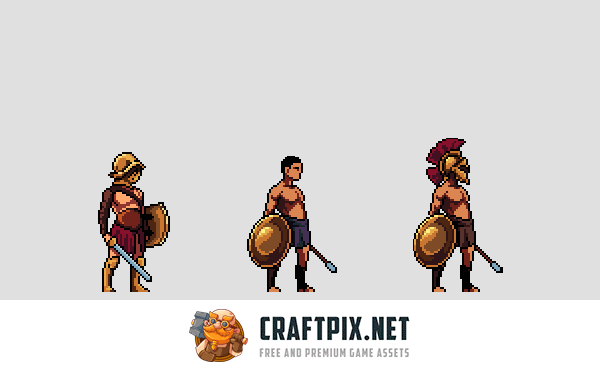 Gladiator Sprite Sheets Pixel Art Set