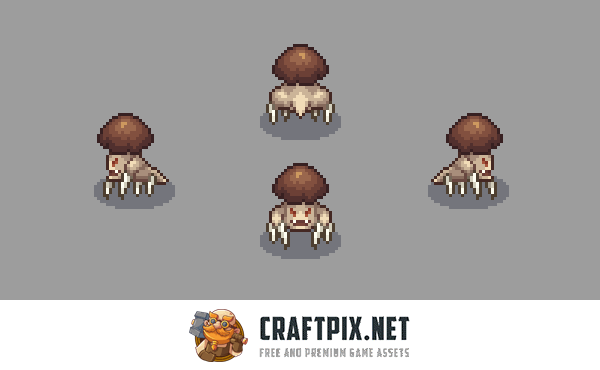 Top-Down Pixel Mushroom Sprite Pack
