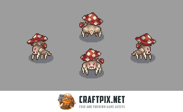 Top-Down Pixel Mushroom Sprite Pack