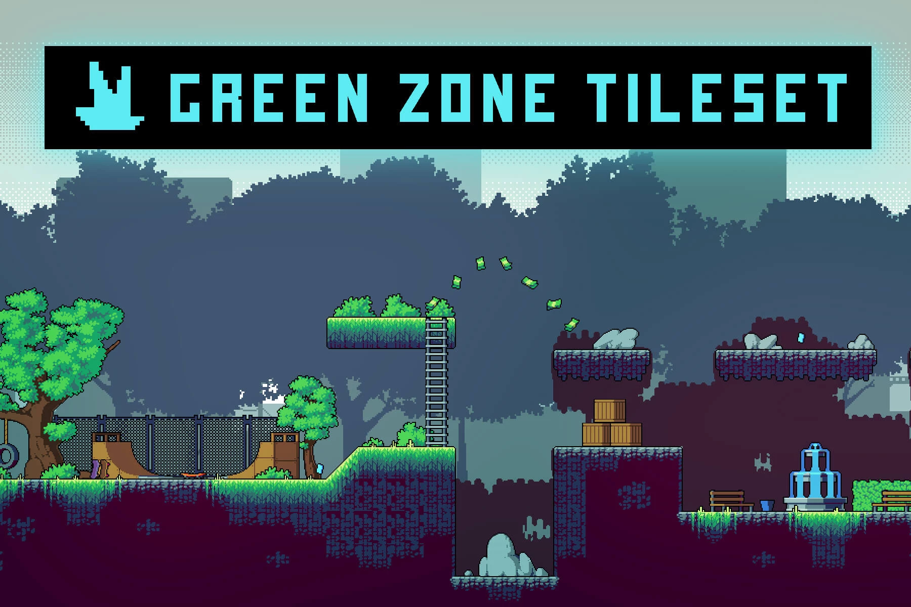 Green Zone Tileset Pixel Art