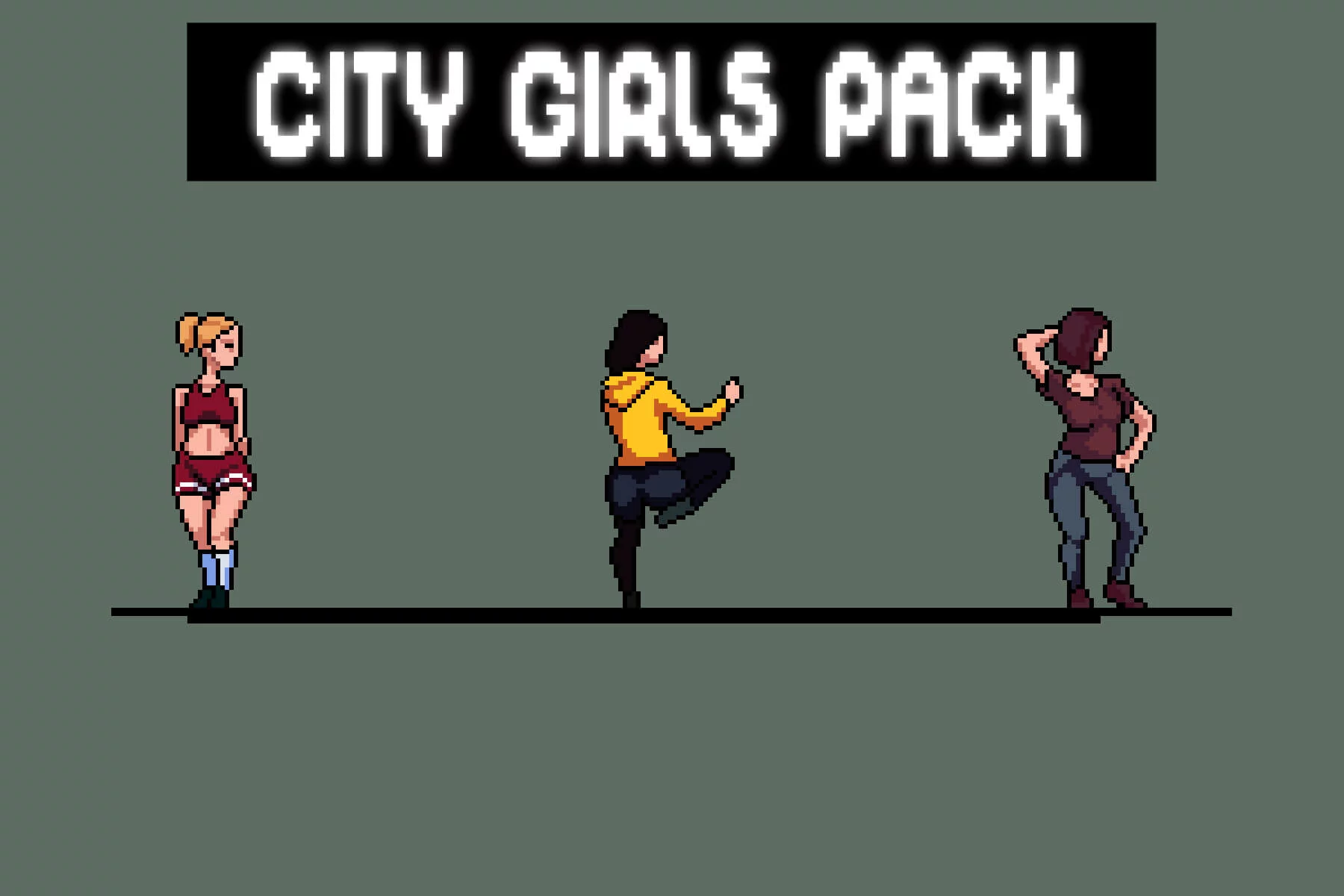 City Girl Character Sprite Sheets Pixel Art