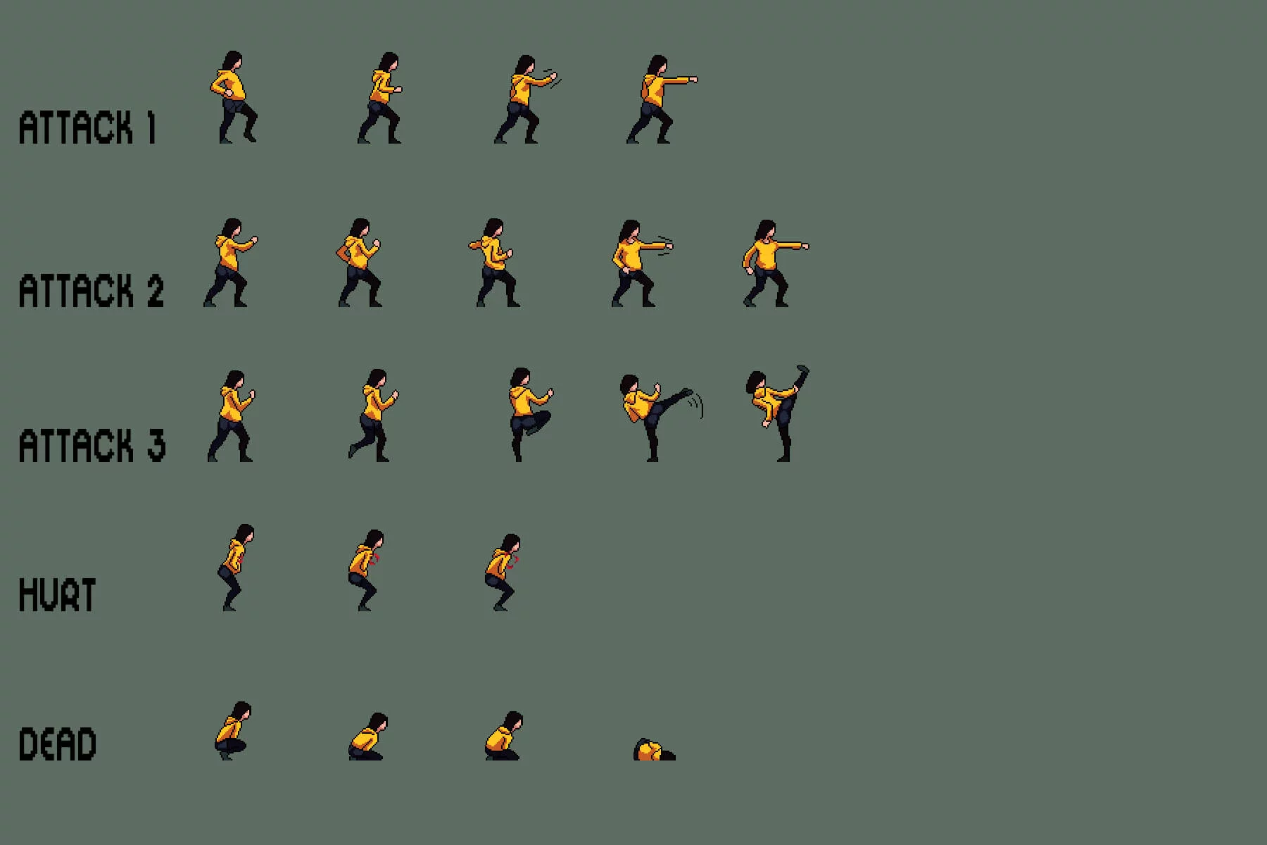 City Girl Character Sprite Sheets Pixel Art