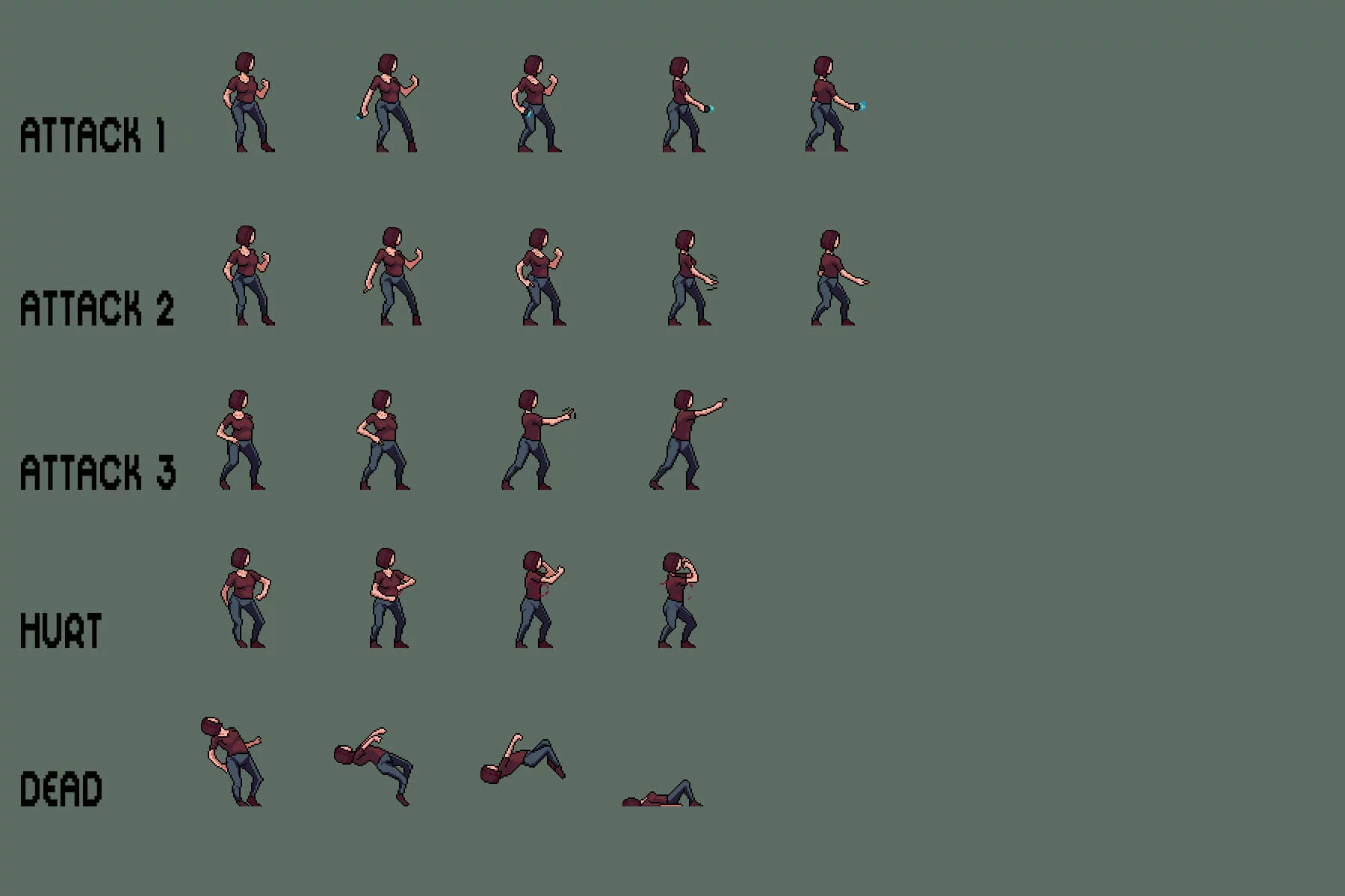 City Girl Character Sprite Sheets Pixel Art