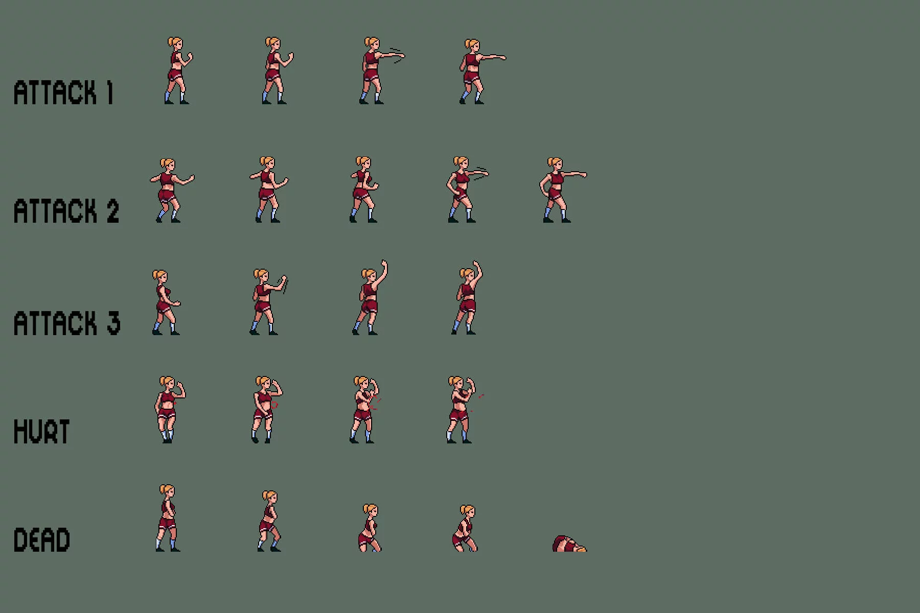 City Girl Character Sprite Sheets Pixel Art