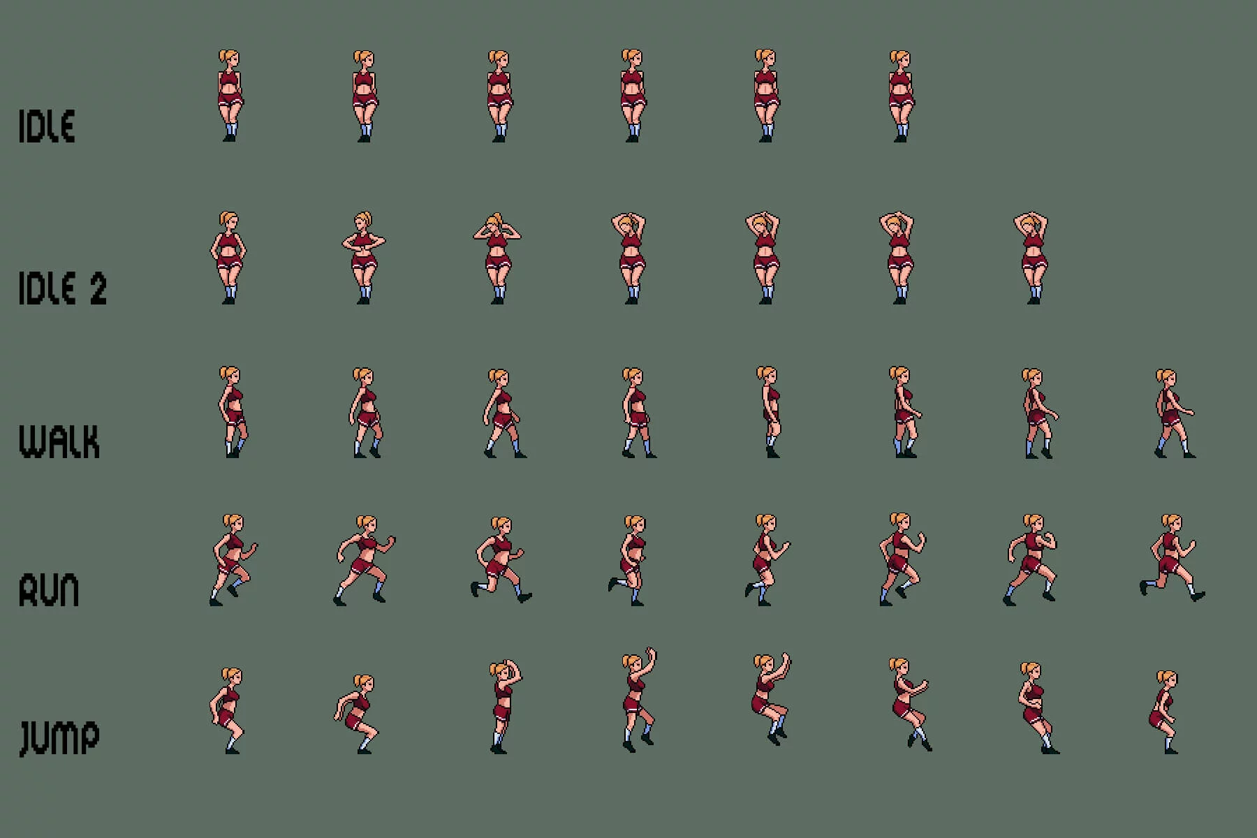 City Girl Character Sprite Sheets Pixel Art
