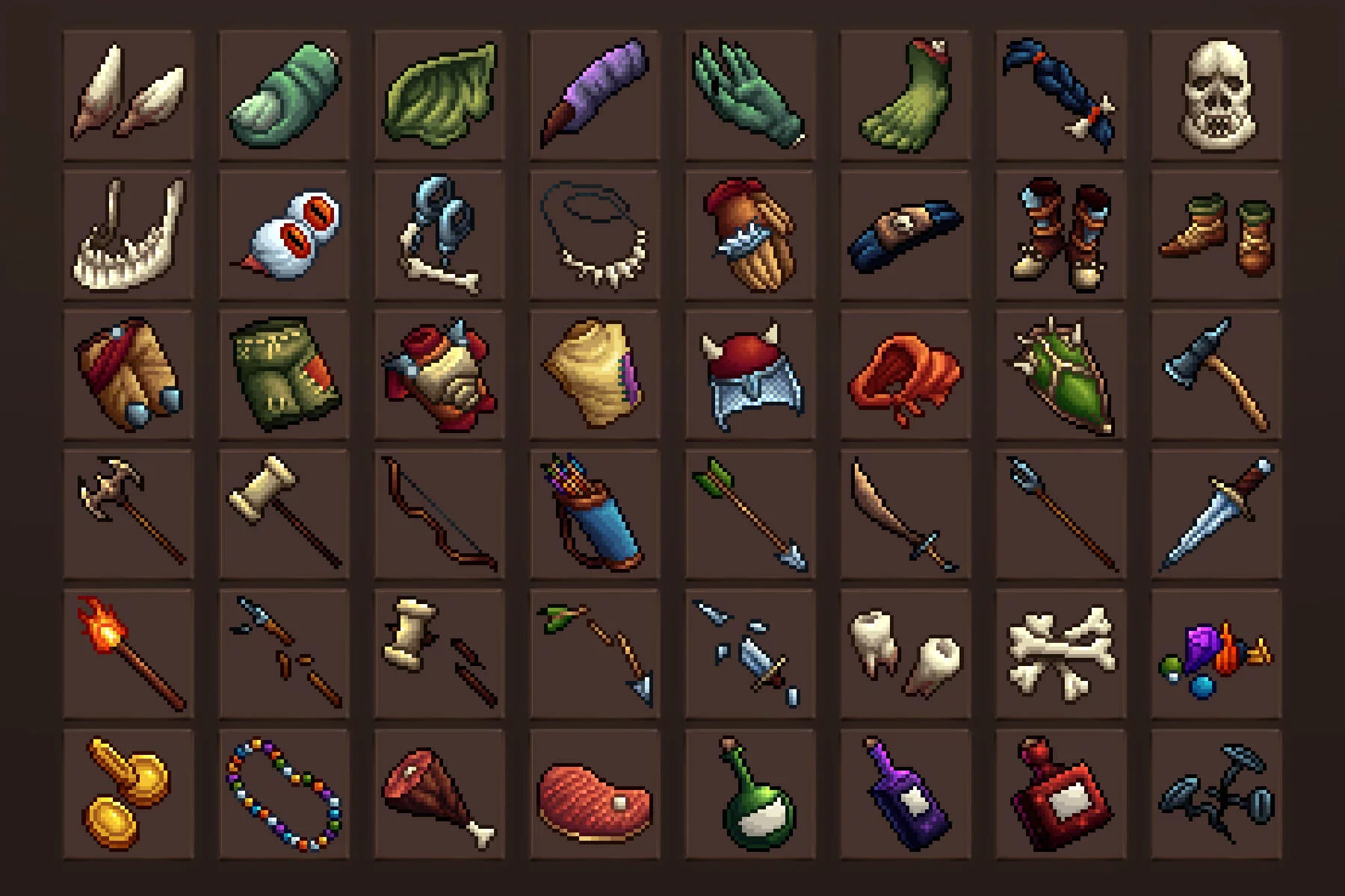 Goblin Loot Icons 32×32 Pixel Art