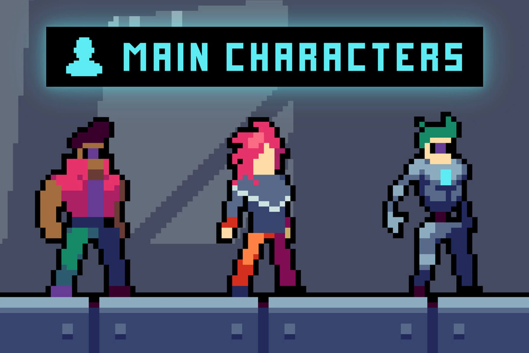 3 Cyberpunk Characters Pixel Art