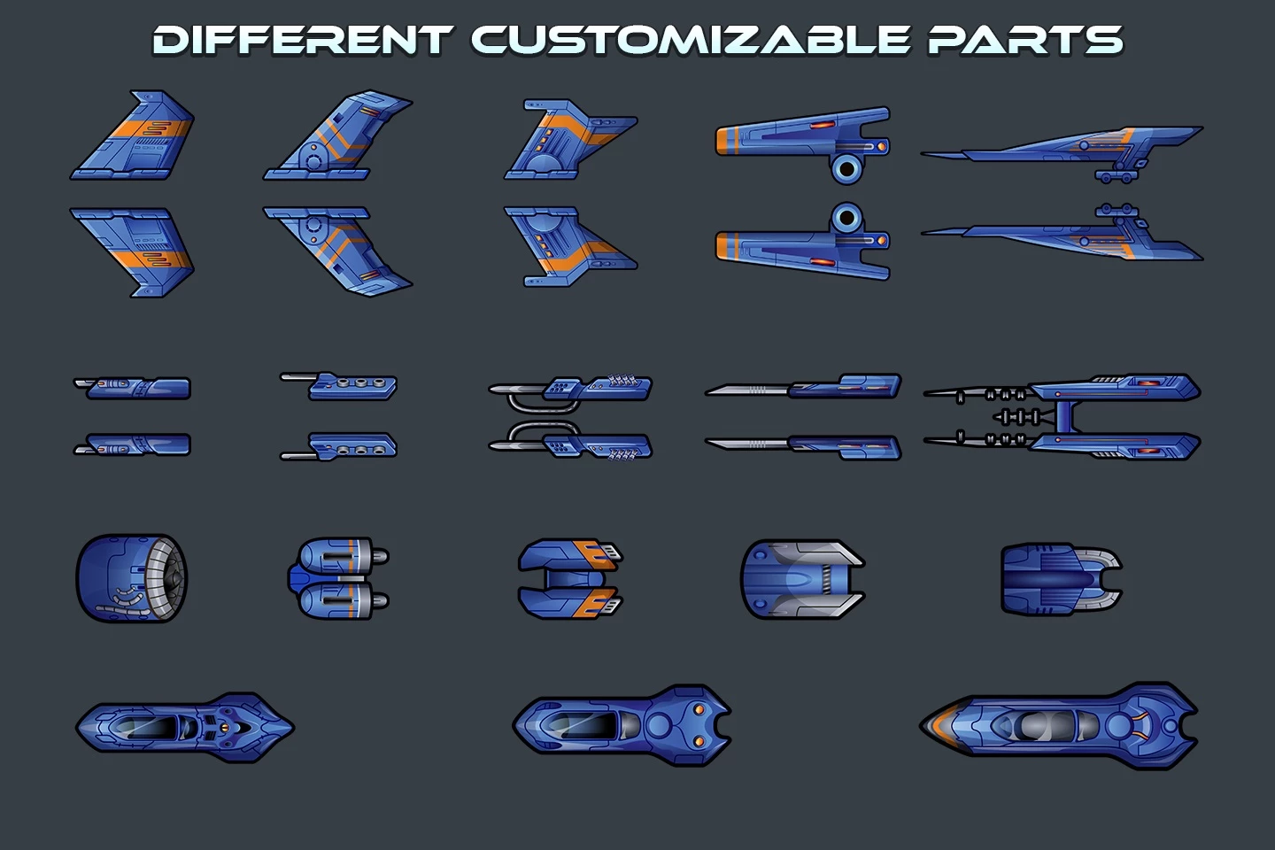 Spaceship 2D Game Sprites