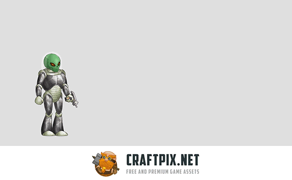 Alien Cyborg 2D Character Sprites
