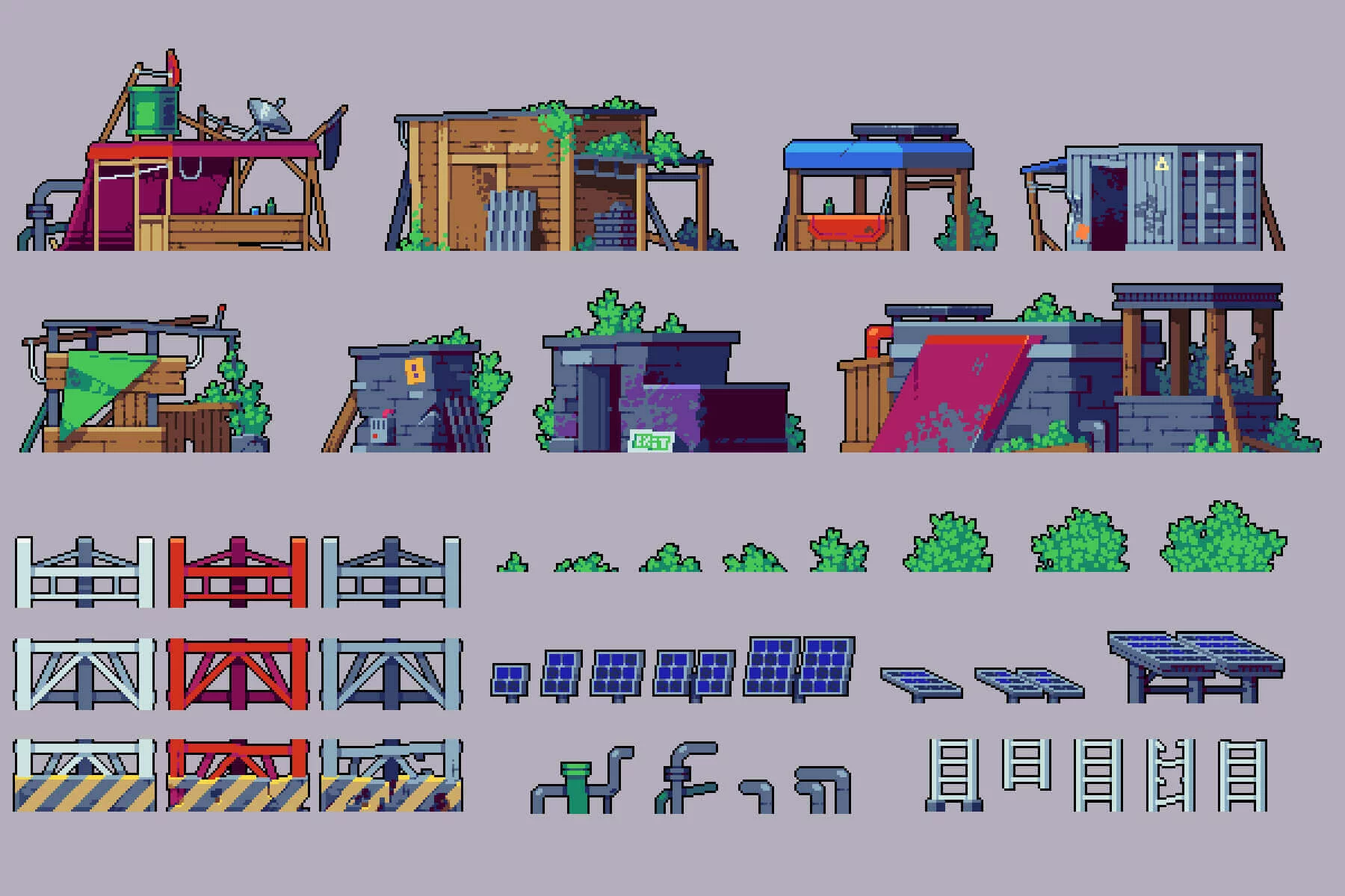 Pirate Bay Tileset Pixel Art for Cyberpunk