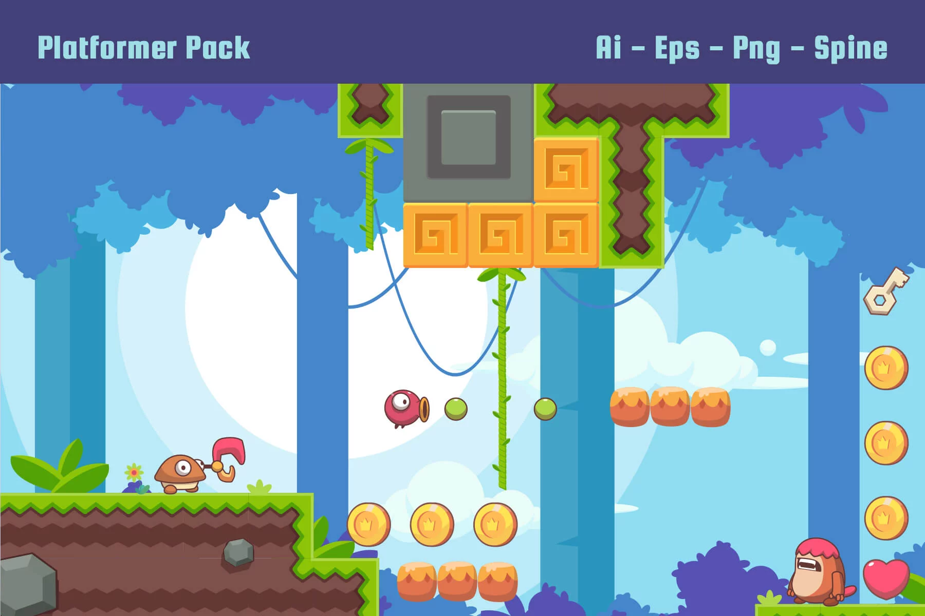Simple Cartoon Platformer Tileset Pack