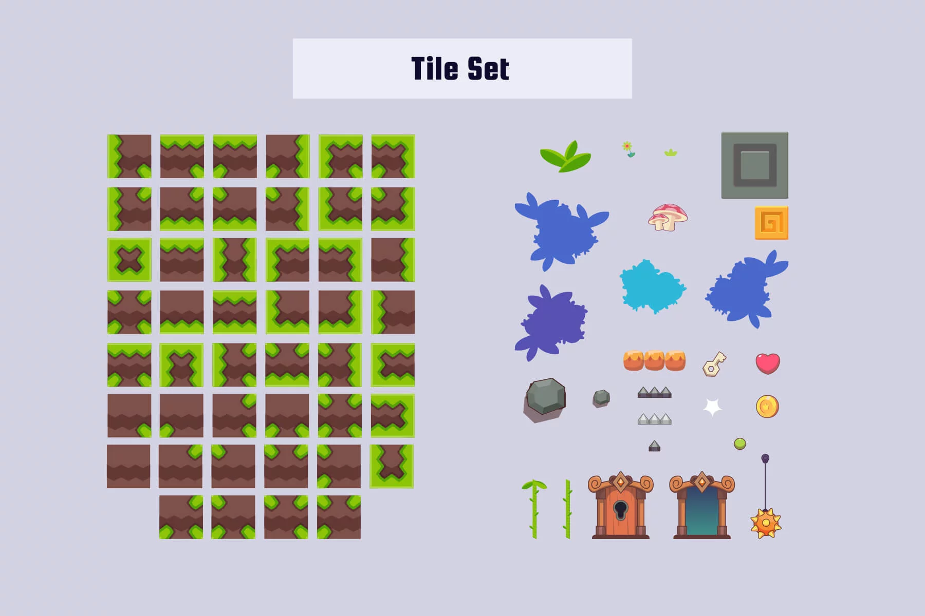 Simple Cartoon Platformer Tileset Pack