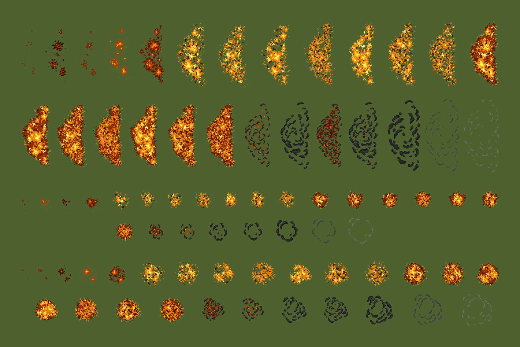 Top Down Fire and Explosion Sprites Pixel Art