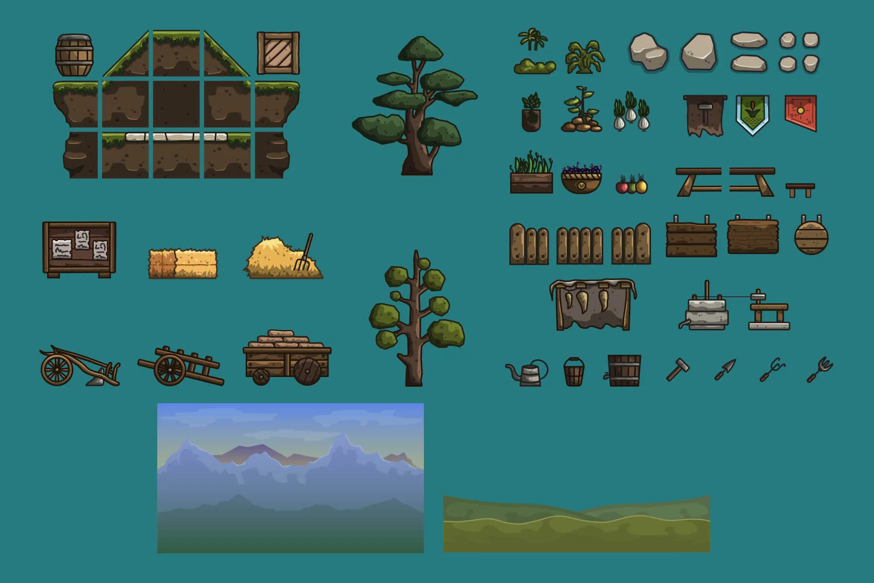 Medieval Field Work 2D Tileset for Platformer