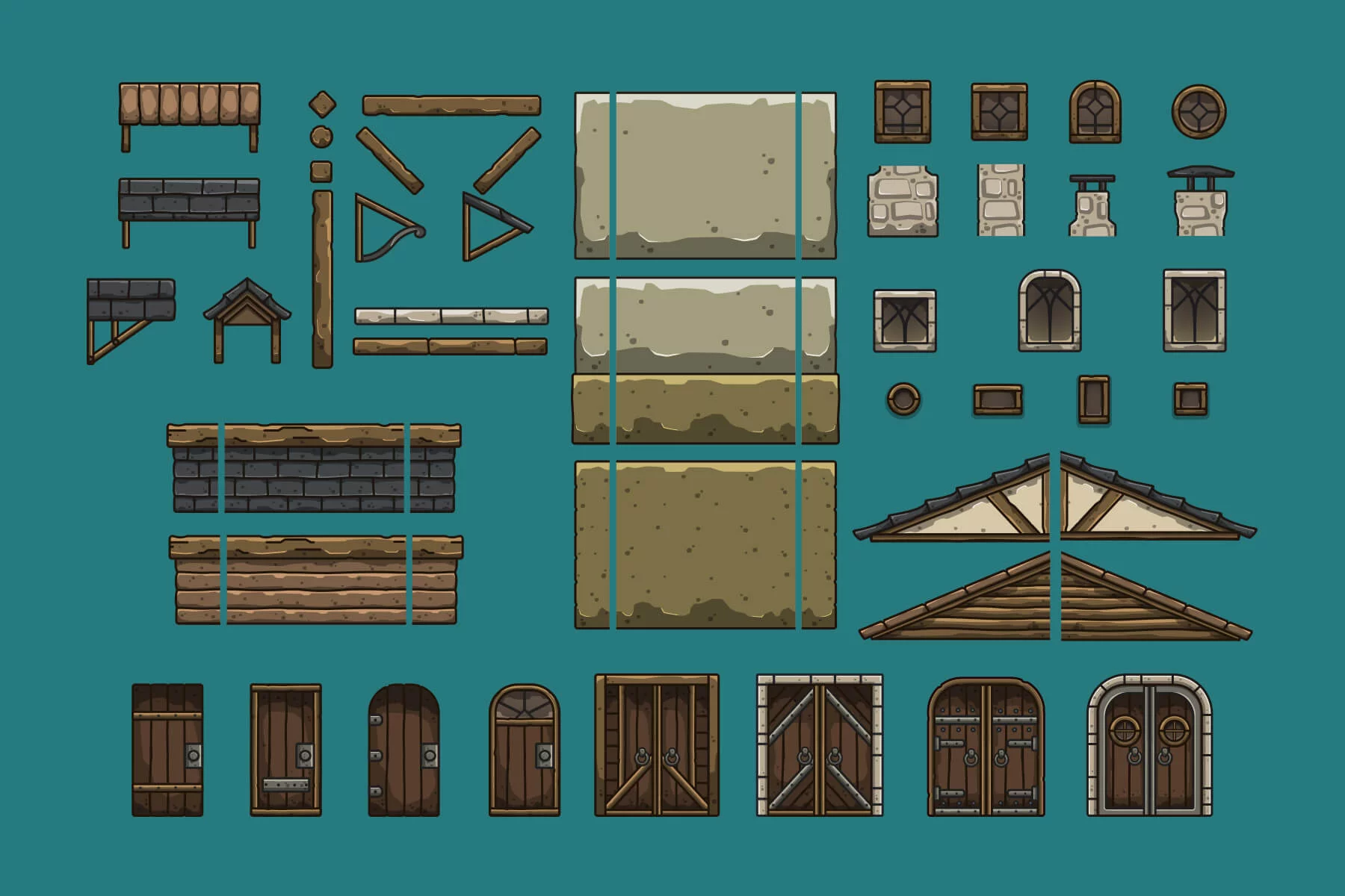 Medieval Field Work 2D Tileset for Platformer