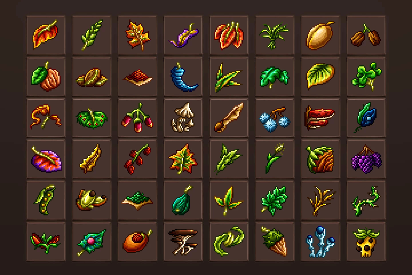 Alchemy Herbs Icons Pixel Art