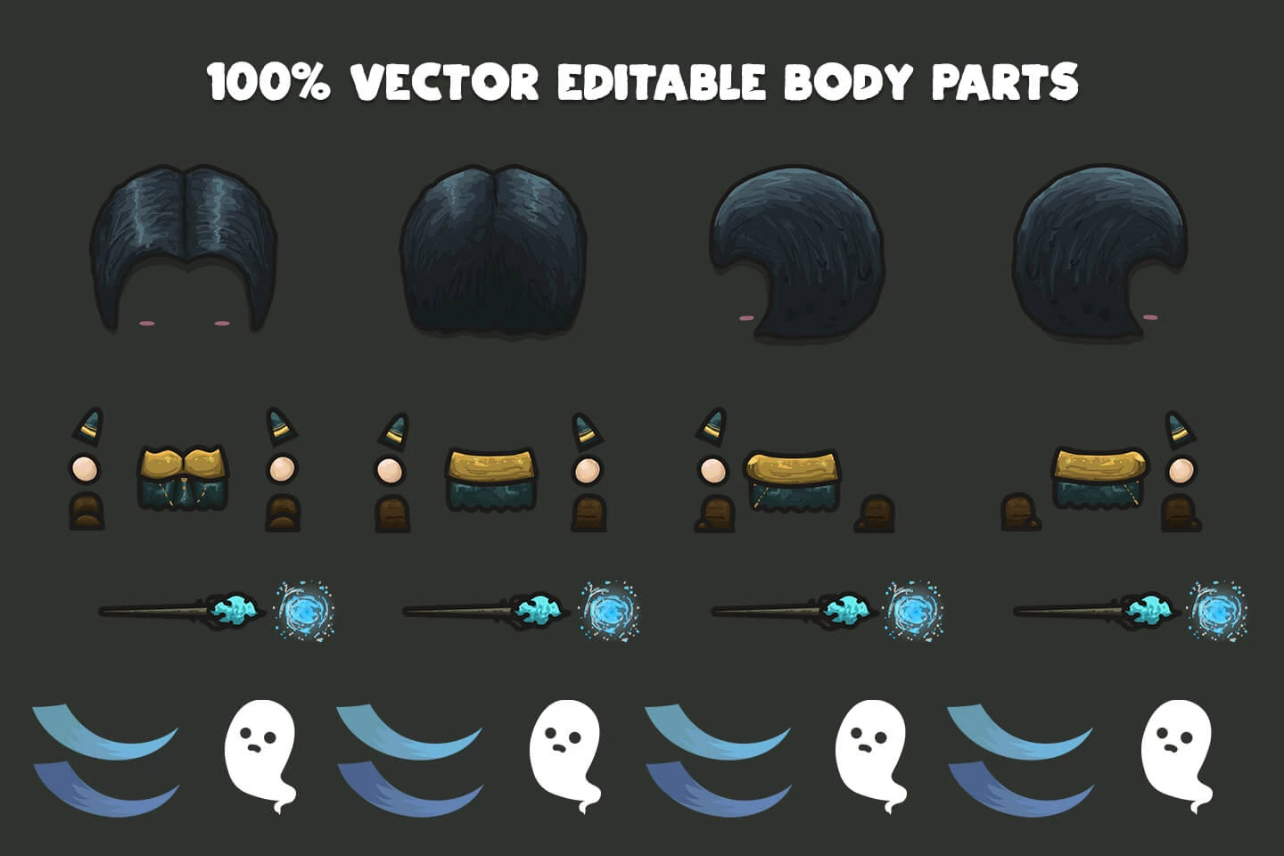 Wizard 4-Direction Woman Character Sprites