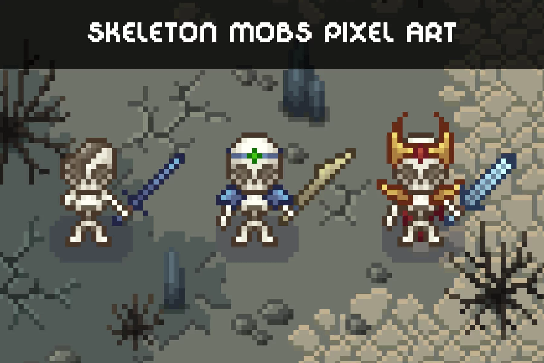 Top-Down Pixel Skeletons Character Sprite Pack