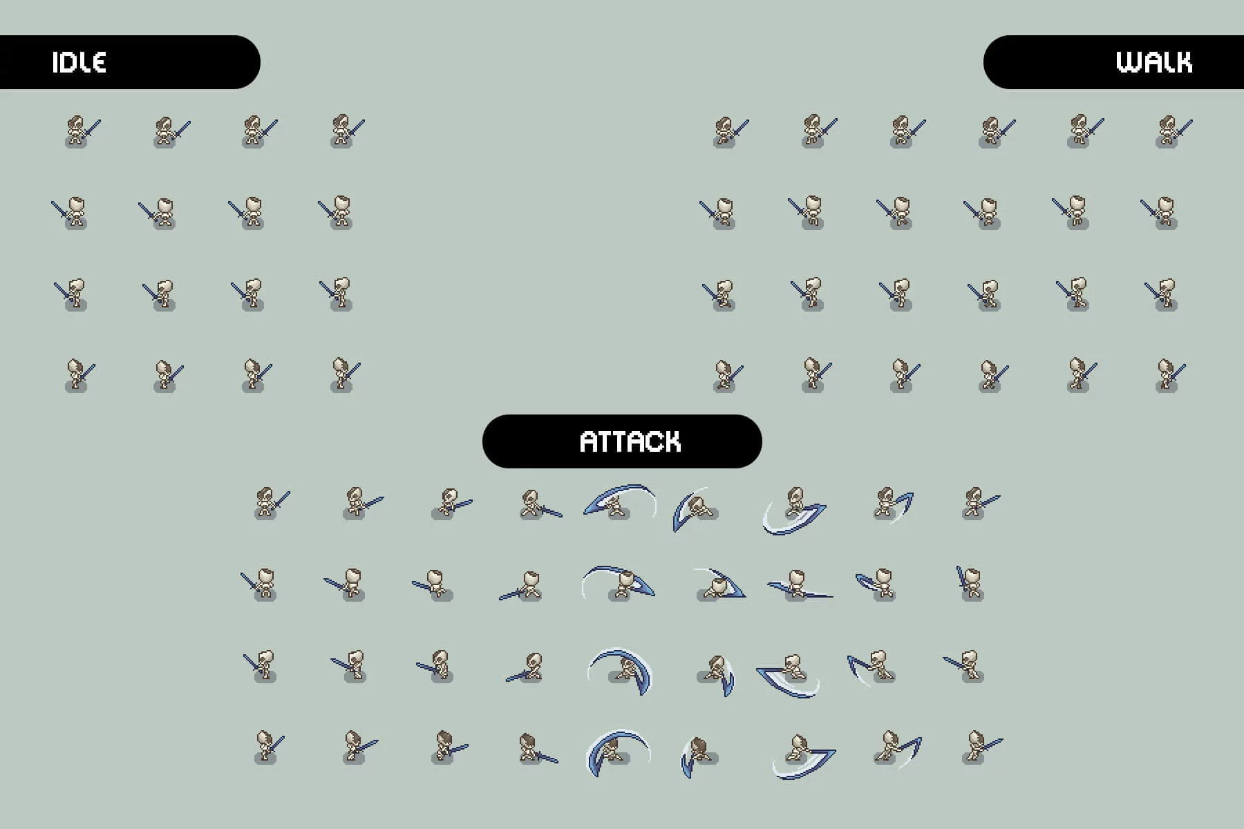 Top-Down Pixel Skeletons Character Sprite Pack