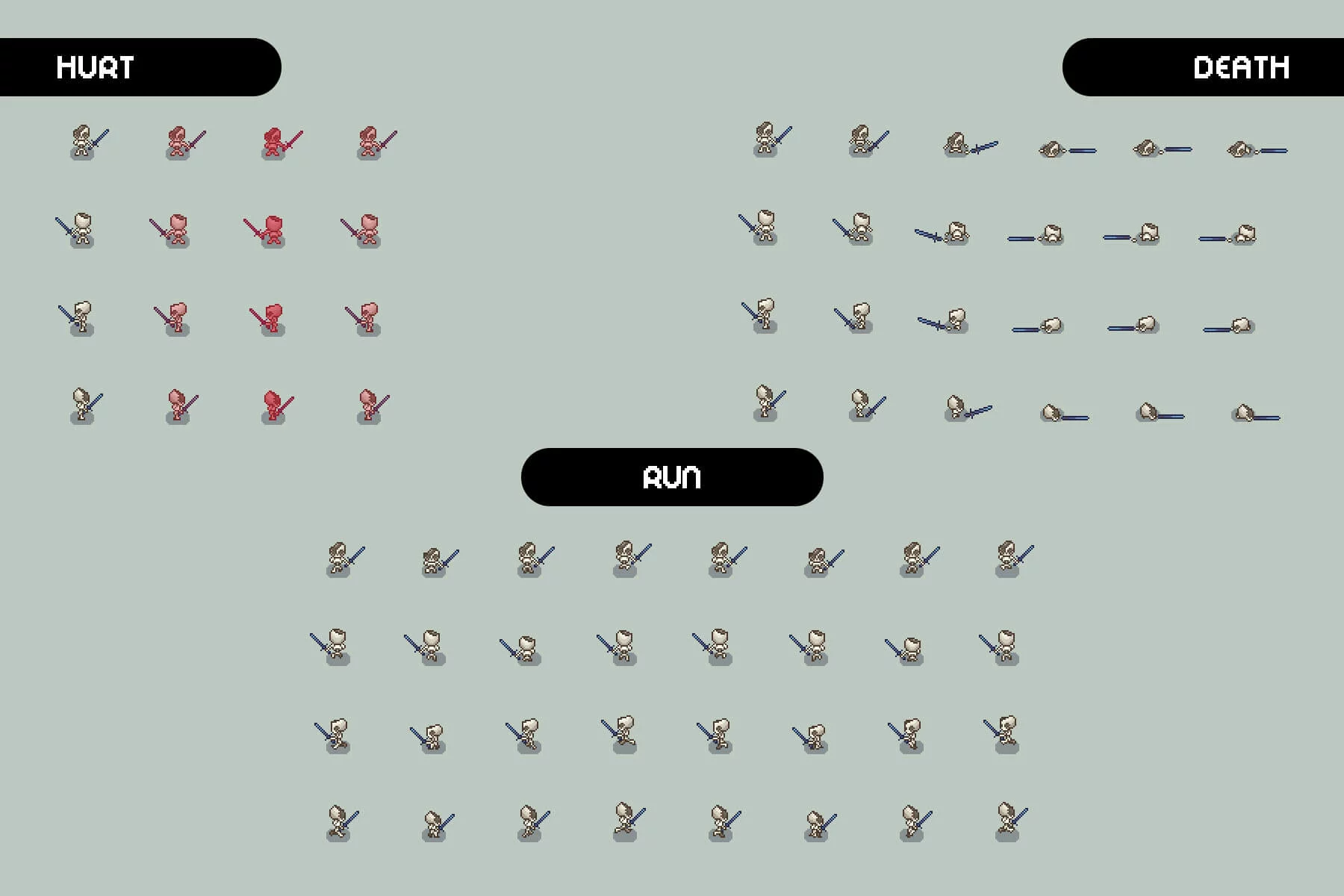 Top-Down Pixel Skeletons Character Sprite Pack