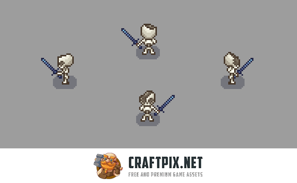 Top-Down Pixel Skeletons Character Sprite Pack