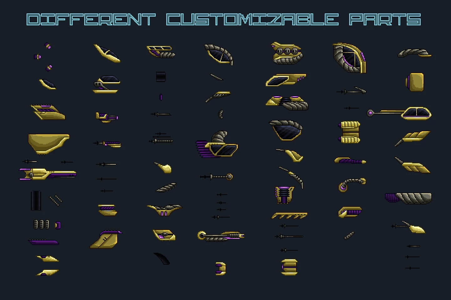 Pixel Art Boss Spaceship 2D Game Sprites
