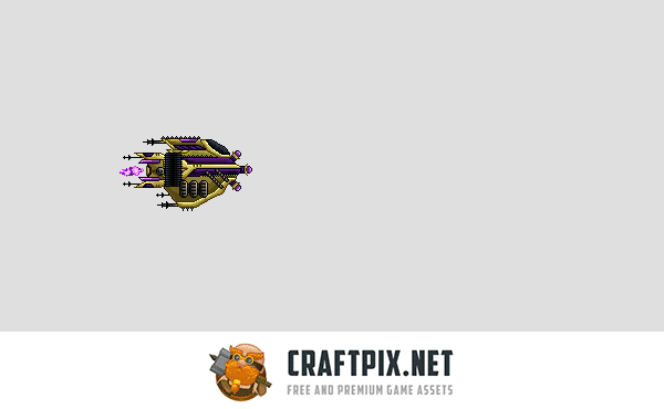 Pixel Art Boss Spaceship 2D Game Sprites