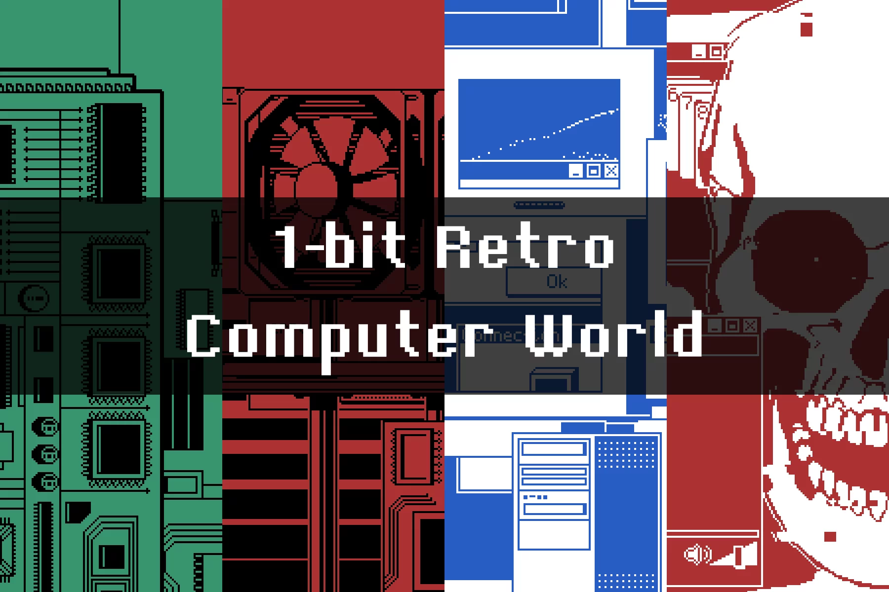 1-Bit Pixel Retro Computer World Backgrounds