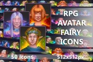 RPG仙子头像图标包：50款512×512像素奇幻角色头像
