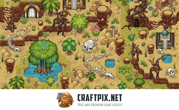 Desert Tileset Top Down Pixel Art