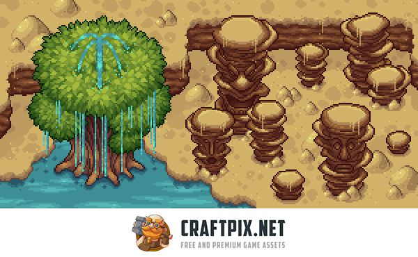 Desert Tileset Top Down Pixel Art