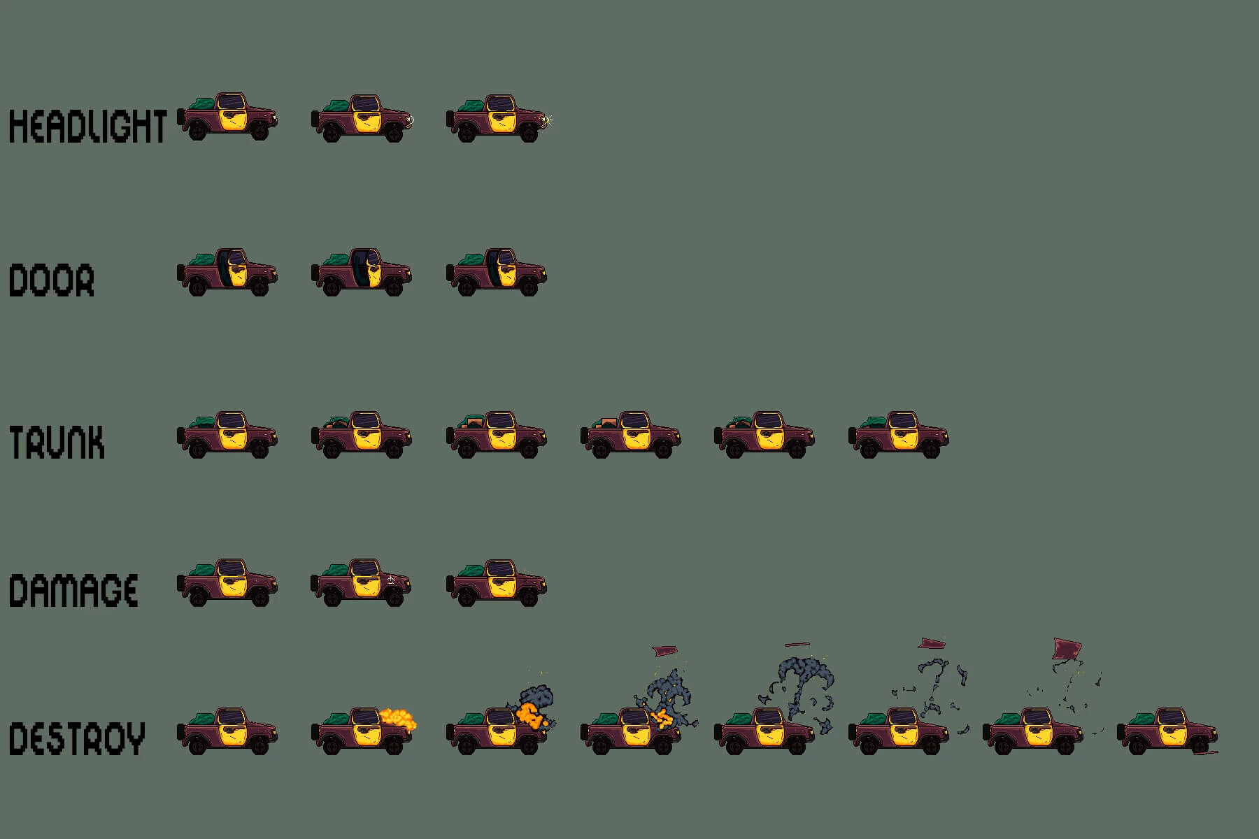 Old Cars Pixel Art Asset Pack