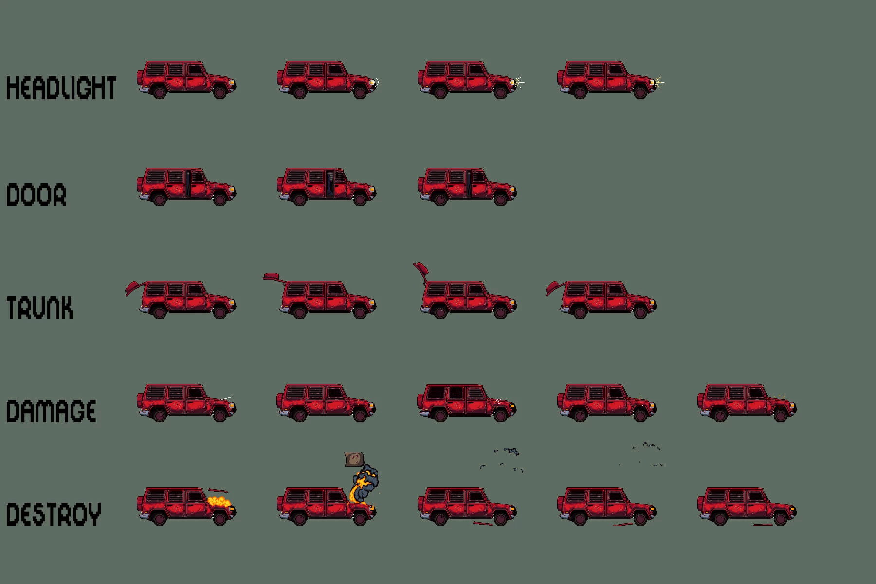 Old Cars Pixel Art Asset Pack