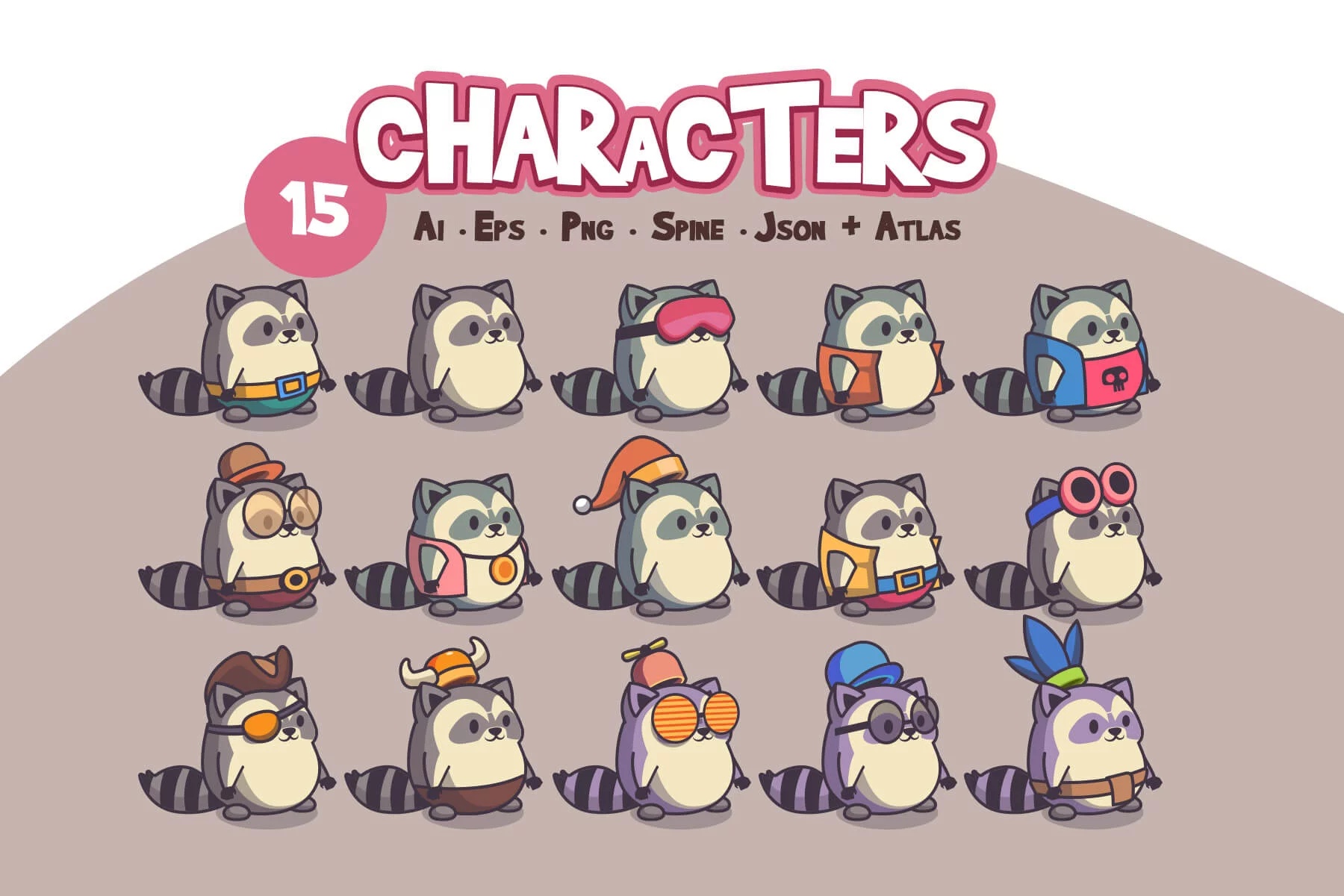 Cute Raccoon Game Character Sprites