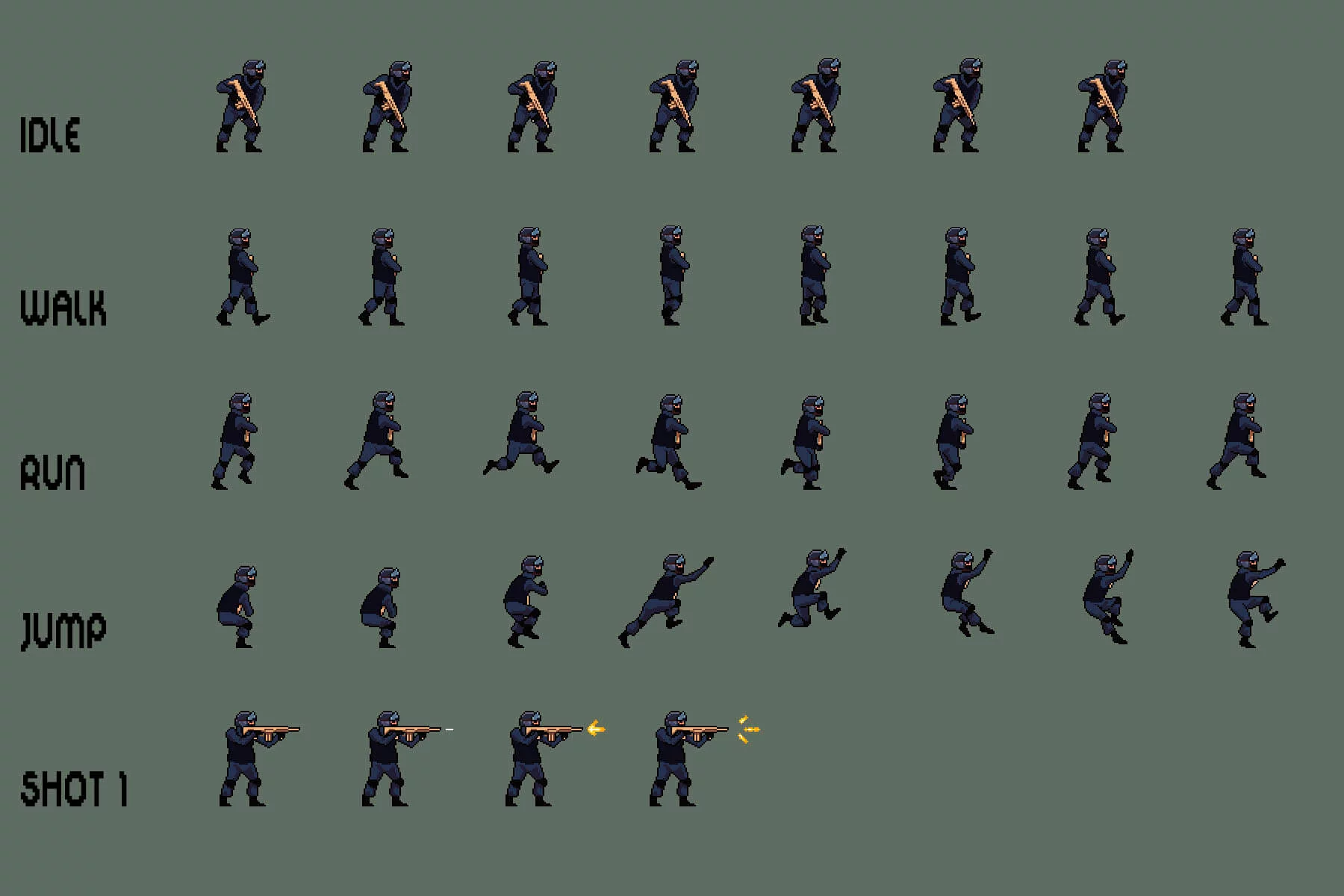 SWAT 2D Pixel Art Character Sprite Pack