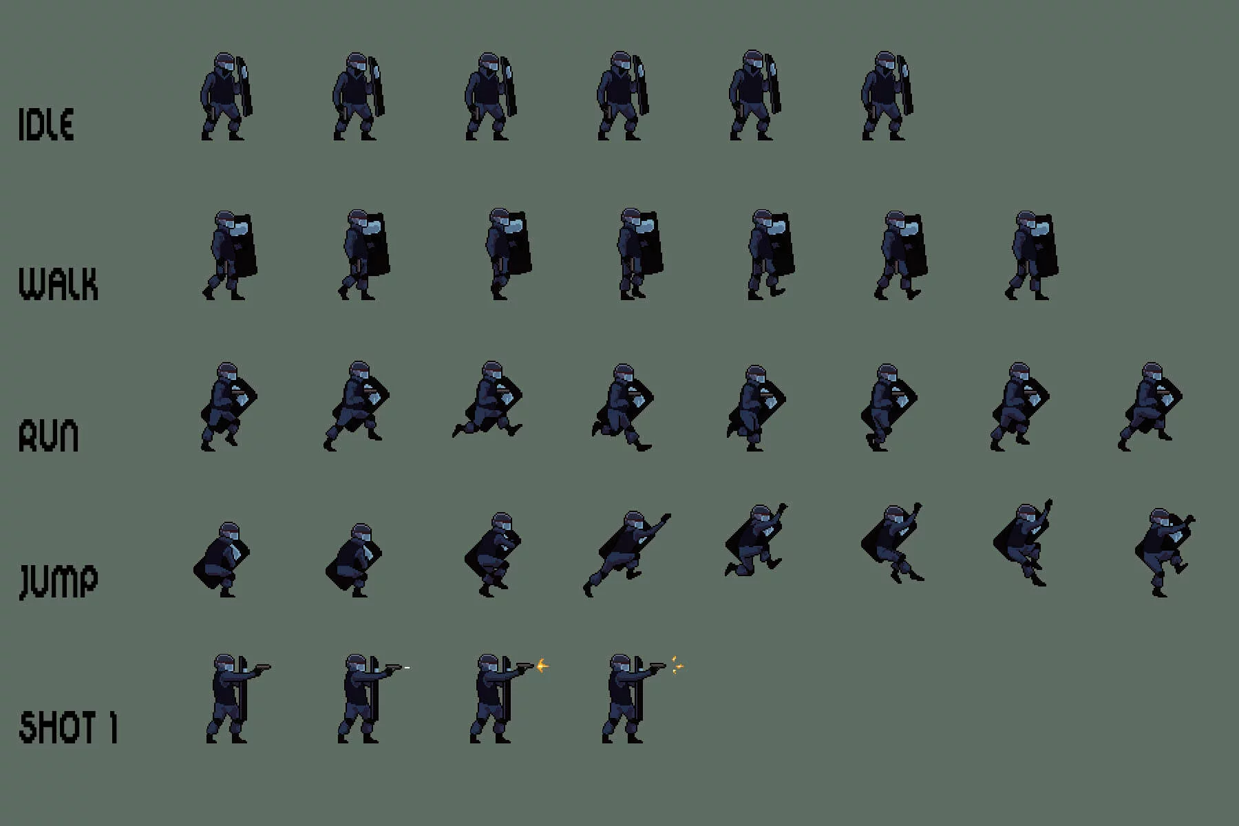 SWAT 2D Pixel Art Character Sprite Pack