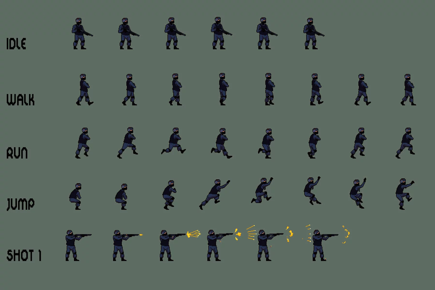 SWAT 2D Pixel Art Character Sprite Pack