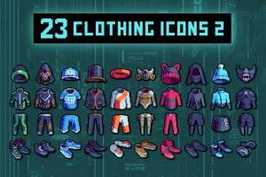 赛博朋克服装32×32像素艺术图标包