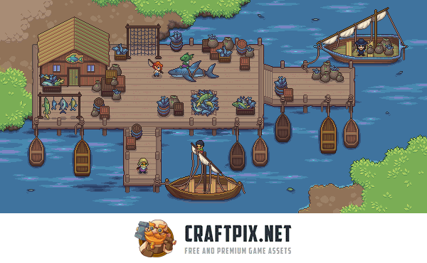 2D Pixel Fishing Village Pack: Dock, Interior, Boats & NPCs