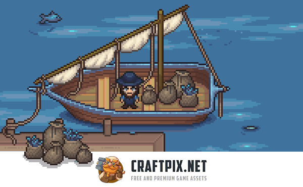 2D Pixel Fishing Village Pack: Dock, Interior, Boats & NPCs